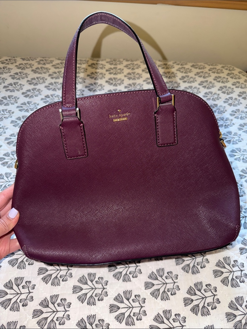 kate spade Plum Dome Satchel with Gold Accents